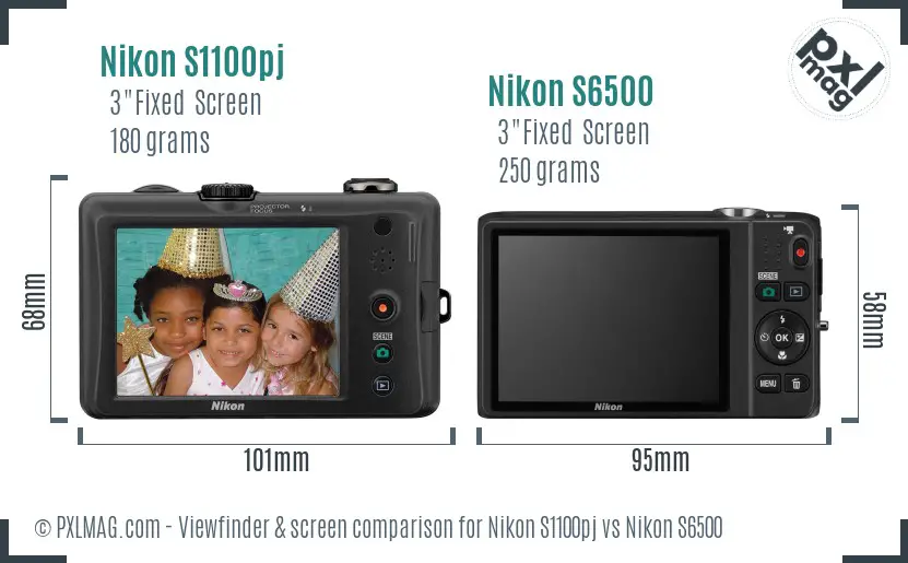 Nikon S1100pj vs Nikon S6500 Screen and Viewfinder comparison