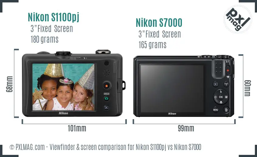 Nikon S1100pj vs Nikon S7000 Screen and Viewfinder comparison