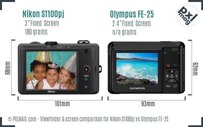 Nikon S1100pj vs Olympus FE-25 Screen and Viewfinder comparison Nikon S1100pj vs Olympus FE-25 Screen and Viewfinder comparison