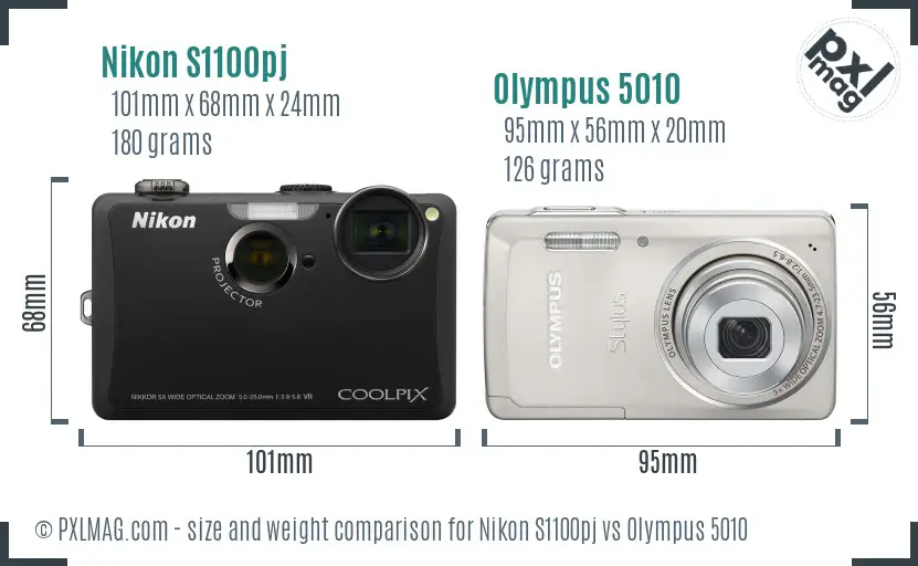 Nikon S1100pj vs Olympus 5010 size comparison