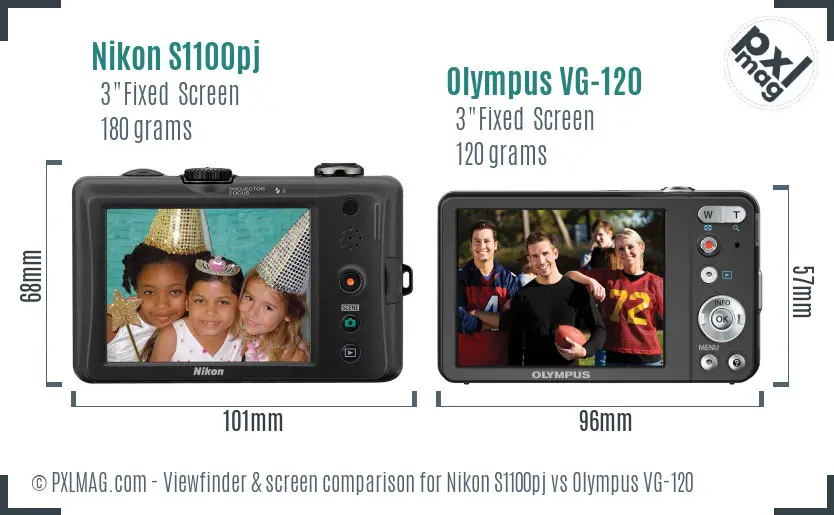 Nikon S1100pj vs Olympus VG-120 Screen and Viewfinder comparison