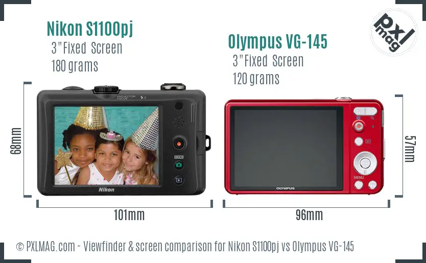 Nikon S1100pj vs Olympus VG-145 Screen and Viewfinder comparison