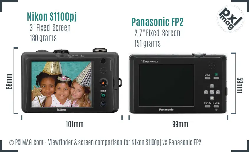 Nikon S1100pj vs Panasonic FP2 Screen and Viewfinder comparison