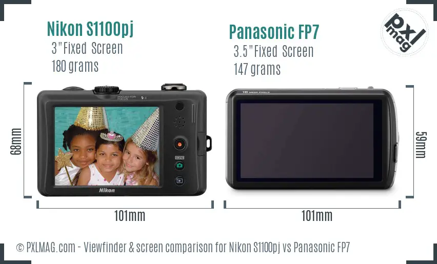 Nikon S1100pj vs Panasonic FP7 Screen and Viewfinder comparison