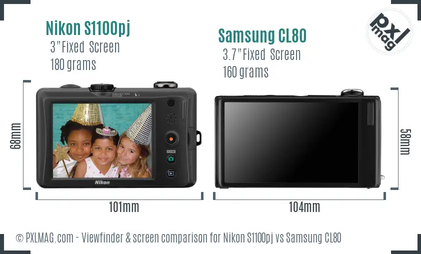 Nikon S1100pj vs Samsung CL80 Screen and Viewfinder comparison Nikon S1100pj vs Samsung CL80 Screen and Viewfinder comparison