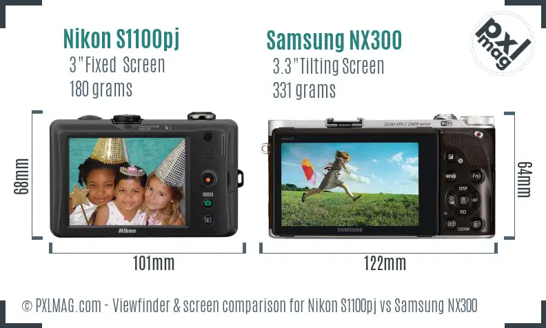 Nikon S1100pj vs Samsung NX300 Screen and Viewfinder comparison