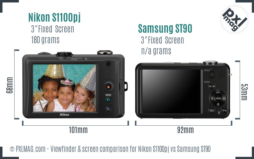 Nikon S1100pj vs Samsung ST90 Screen and Viewfinder comparison