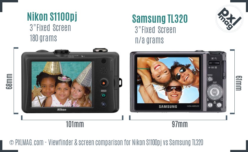 Nikon S1100pj vs Samsung TL320 Screen and Viewfinder comparison
