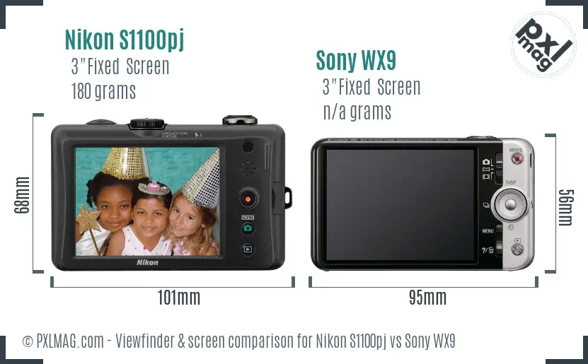 Nikon S1100pj vs Sony WX9 Screen and Viewfinder comparison