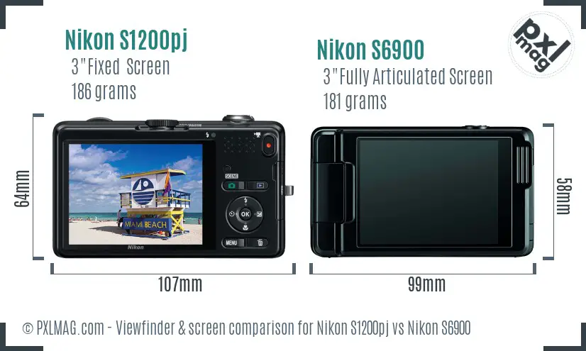 Nikon S1200pj vs Nikon S6900 Screen and Viewfinder comparison