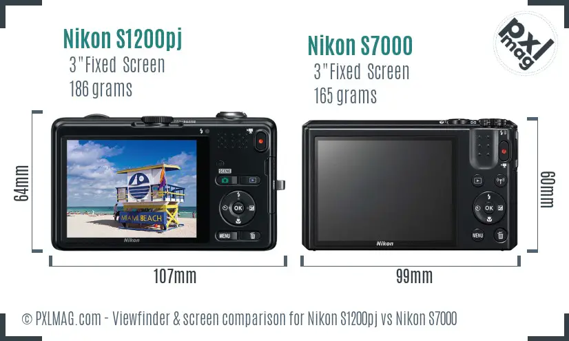Nikon S1200pj vs Nikon S7000 Screen and Viewfinder comparison