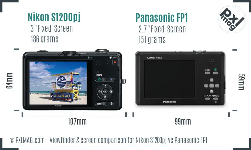 Nikon S1200pj vs Panasonic FP1 Screen and Viewfinder comparison Nikon S1200pj vs Panasonic FP1 Screen and Viewfinder comparison