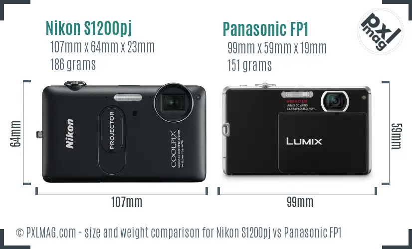 Nikon S1200pj vs Panasonic FP1 size comparison Nikon S1200pj vs Panasonic FP1 size comparison