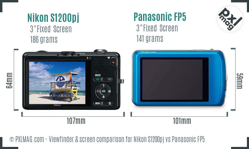 Nikon S1200pj vs Panasonic FP5 Screen and Viewfinder comparison