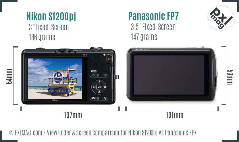 Nikon S1200pj vs Panasonic FP7 Screen and Viewfinder comparison