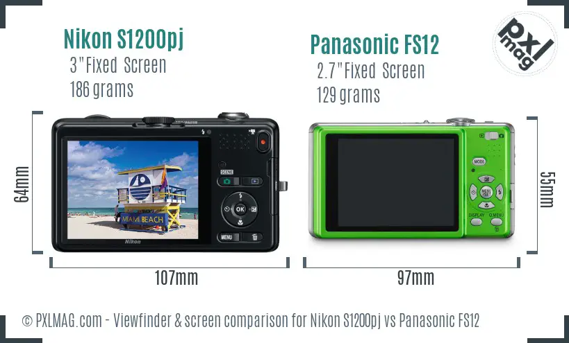 Nikon S1200pj vs Panasonic FS12 Screen and Viewfinder comparison Nikon S1200pj vs Panasonic FS12 Screen and Viewfinder comparison