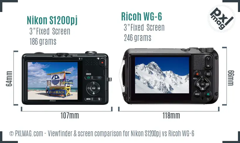 Nikon S1200pj vs Ricoh WG-6 Screen and Viewfinder comparison