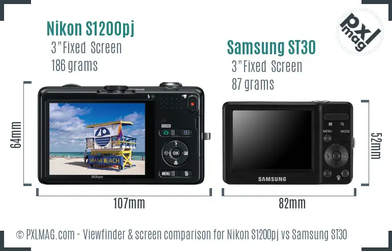Nikon S1200pj vs Samsung ST30 Screen and Viewfinder comparison Nikon S1200pj vs Samsung ST30 Screen and Viewfinder comparison