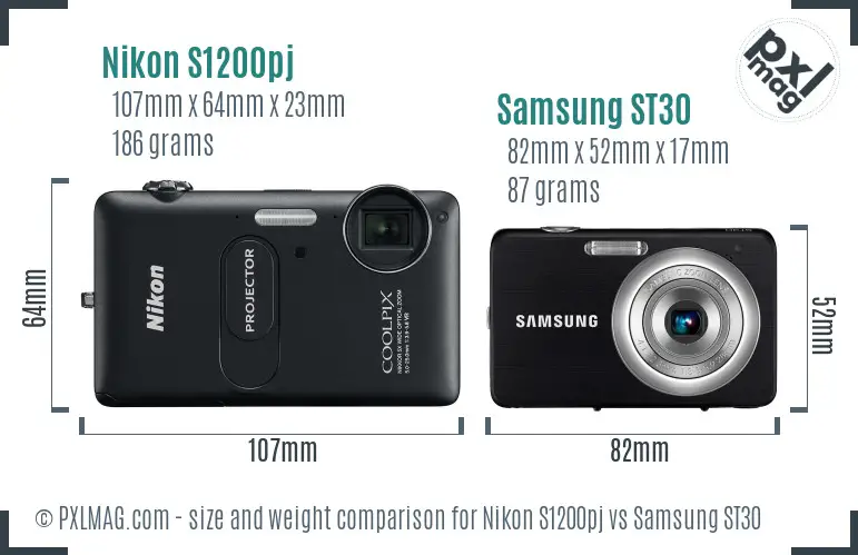 Nikon S1200pj vs Samsung ST30 size comparison Nikon S1200pj vs Samsung ST30 size comparison