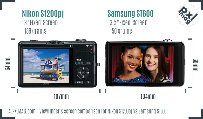 Nikon S1200pj vs Samsung ST600 Screen and Viewfinder comparison Nikon S1200pj vs Samsung ST600 Screen and Viewfinder comparison