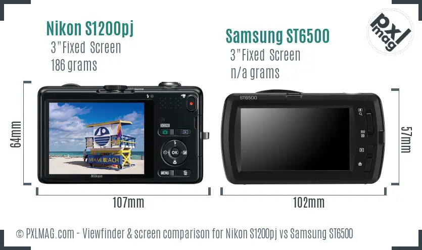 Nikon S1200pj vs Samsung ST6500 Screen and Viewfinder comparison