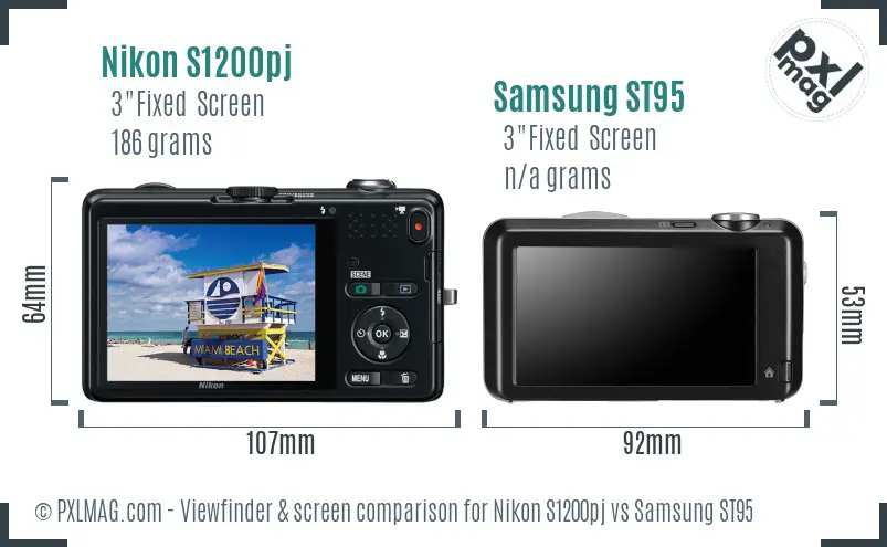Nikon S1200pj vs Samsung ST95 Screen and Viewfinder comparison