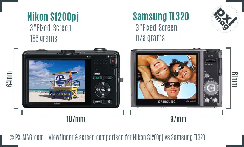 Nikon S1200pj vs Samsung TL320 Screen and Viewfinder comparison