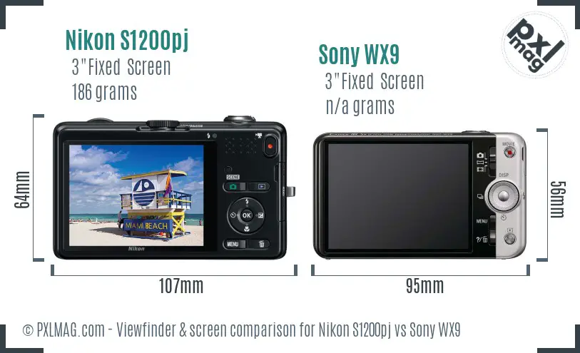 Nikon S1200pj vs Sony WX9 Screen and Viewfinder comparison