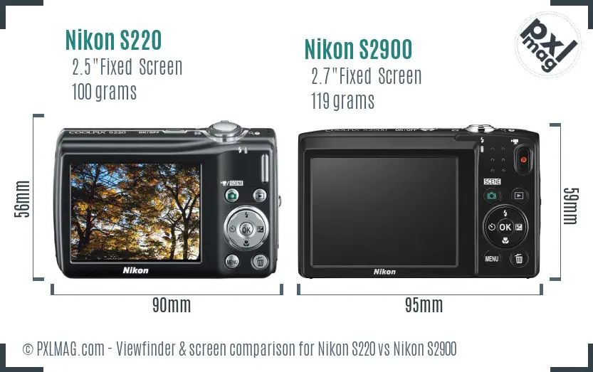 Nikon S220 vs Nikon S2900 Screen and Viewfinder comparison