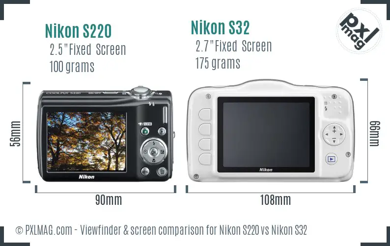 Nikon S220 vs Nikon S32 Screen and Viewfinder comparison Nikon S220 vs Nikon S32 Screen and Viewfinder comparison