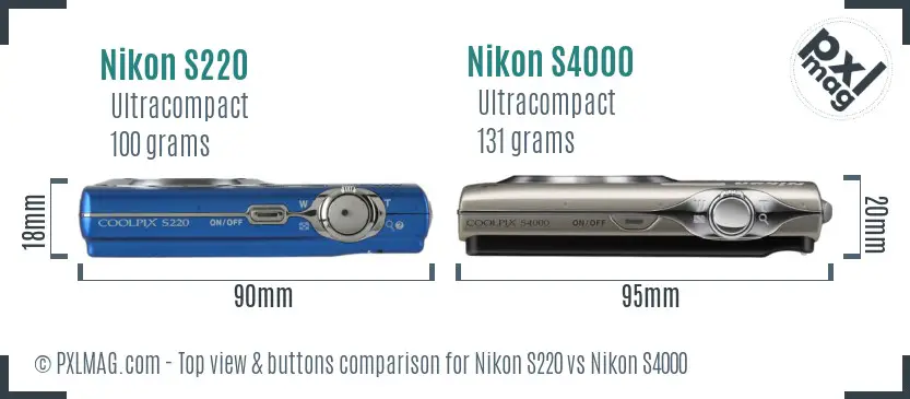 Nikon S220 vs Nikon S4000 top view buttons comparison
