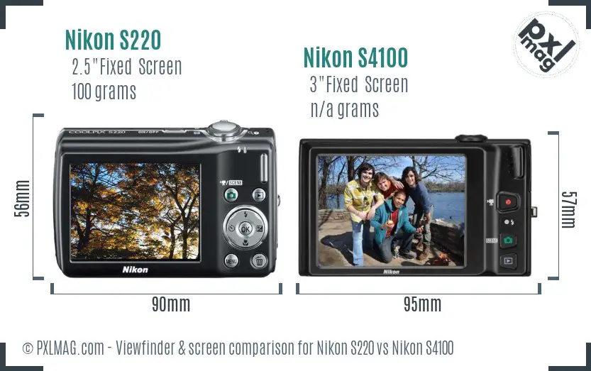 Nikon S220 vs Nikon S4100 Screen and Viewfinder comparison