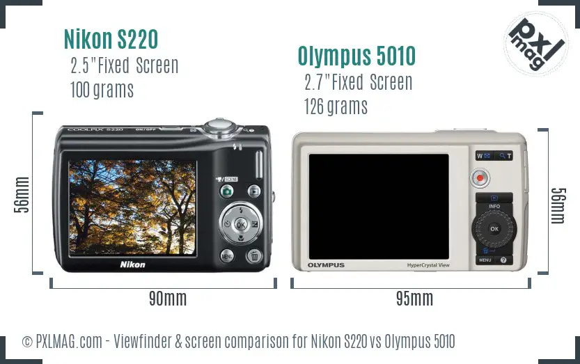 Nikon S220 vs Olympus 5010 Screen and Viewfinder comparison Nikon S220 vs Olympus 5010 Screen and Viewfinder comparison