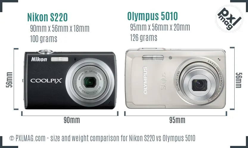 Nikon S220 vs Olympus 5010 size comparison Nikon S220 vs Olympus 5010 size comparison