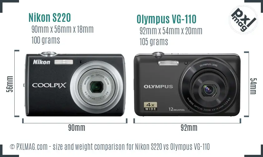 Nikon S220 vs Olympus VG-110 size comparison
