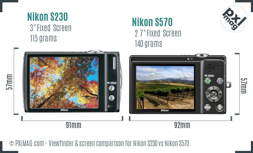 Nikon S230 vs Nikon S570 Screen and Viewfinder comparison Nikon S230 vs Nikon S570 Screen and Viewfinder comparison