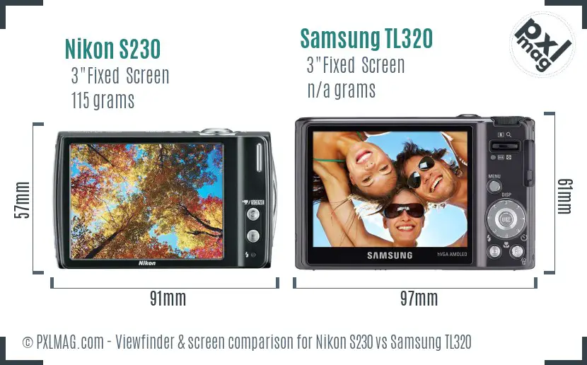 Nikon S230 vs Samsung TL320 Screen and Viewfinder comparison Nikon S230 vs Samsung TL320 Screen and Viewfinder comparison