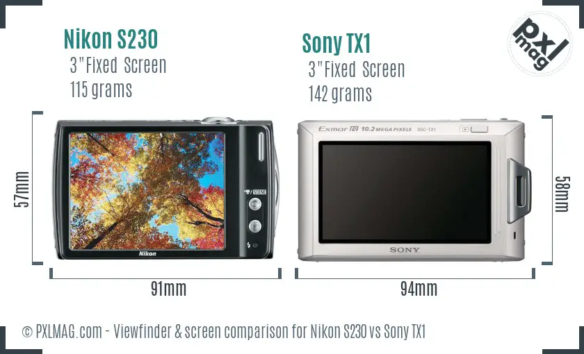 Nikon S230 vs Sony TX1 Screen and Viewfinder comparison Nikon S230 vs Sony TX1 Screen and Viewfinder comparison