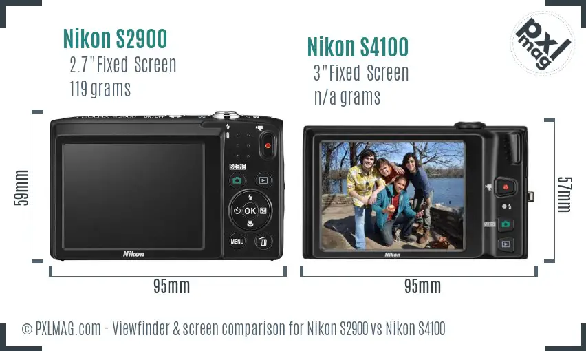Nikon S2900 vs Nikon S4100 Screen and Viewfinder comparison