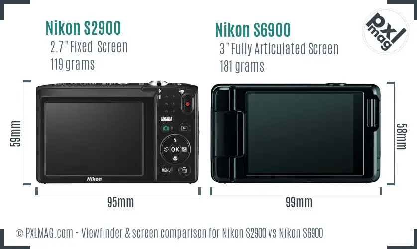 Nikon S2900 vs Nikon S6900 Screen and Viewfinder comparison