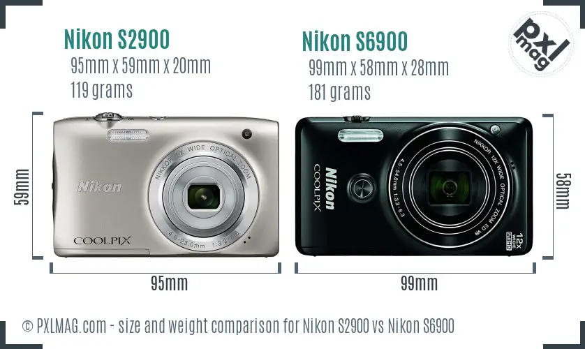 Nikon S2900 vs Nikon S6900 size comparison