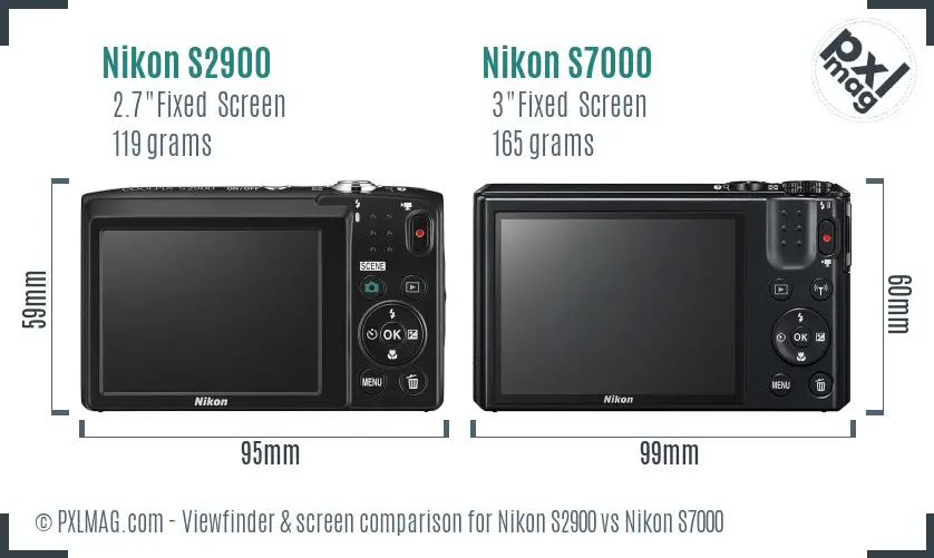 Nikon S2900 vs Nikon S7000 Screen and Viewfinder comparison