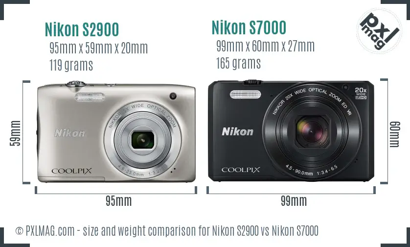 Nikon S2900 vs Nikon S7000 size comparison