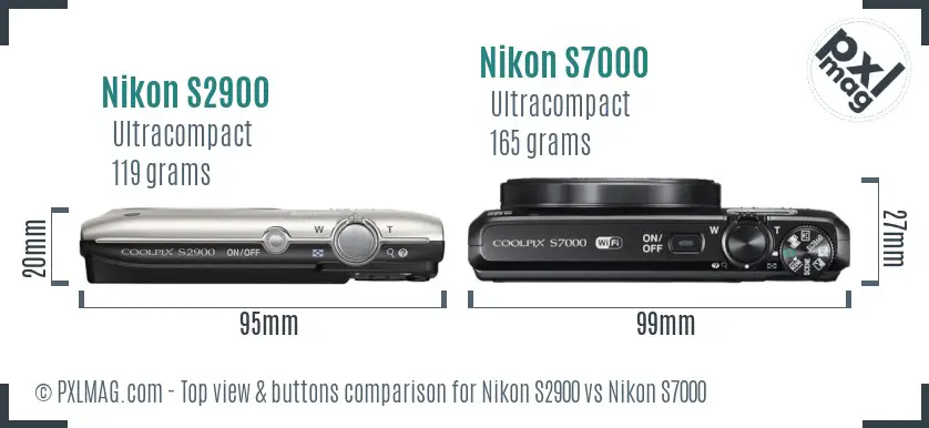 Nikon S2900 vs Nikon S7000 top view buttons comparison