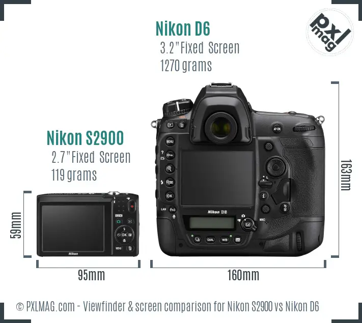 Nikon S2900 vs Nikon D6 Screen and Viewfinder comparison
