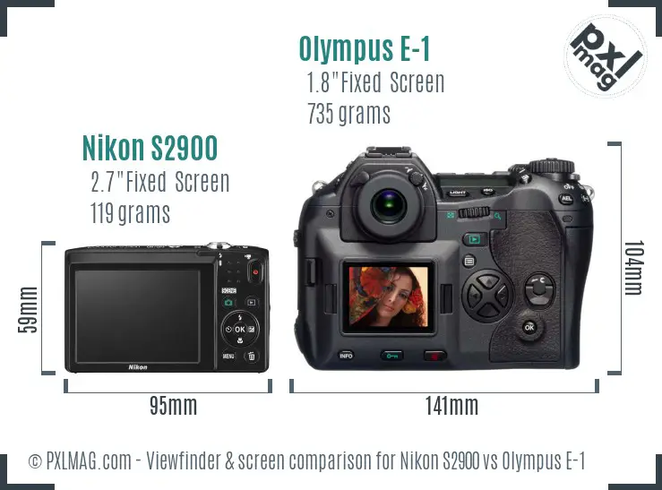 Nikon S2900 vs Olympus E-1 Screen and Viewfinder comparison