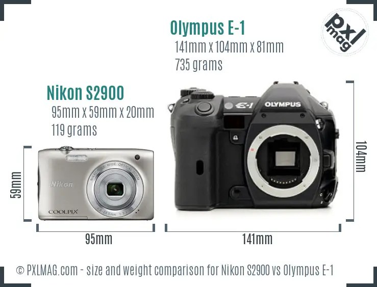 Nikon S2900 vs Olympus E-1 size comparison