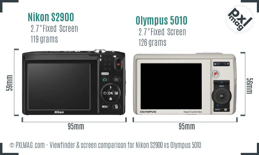 Nikon S2900 vs Olympus 5010 Screen and Viewfinder comparison