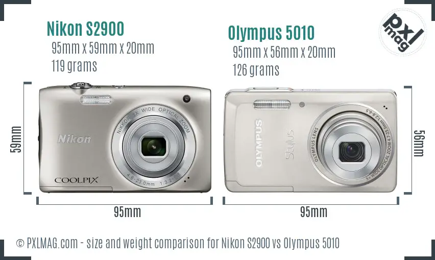 Nikon S2900 vs Olympus 5010 size comparison