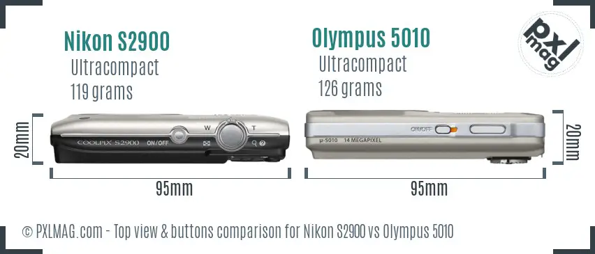 Nikon S2900 vs Olympus 5010 top view buttons comparison